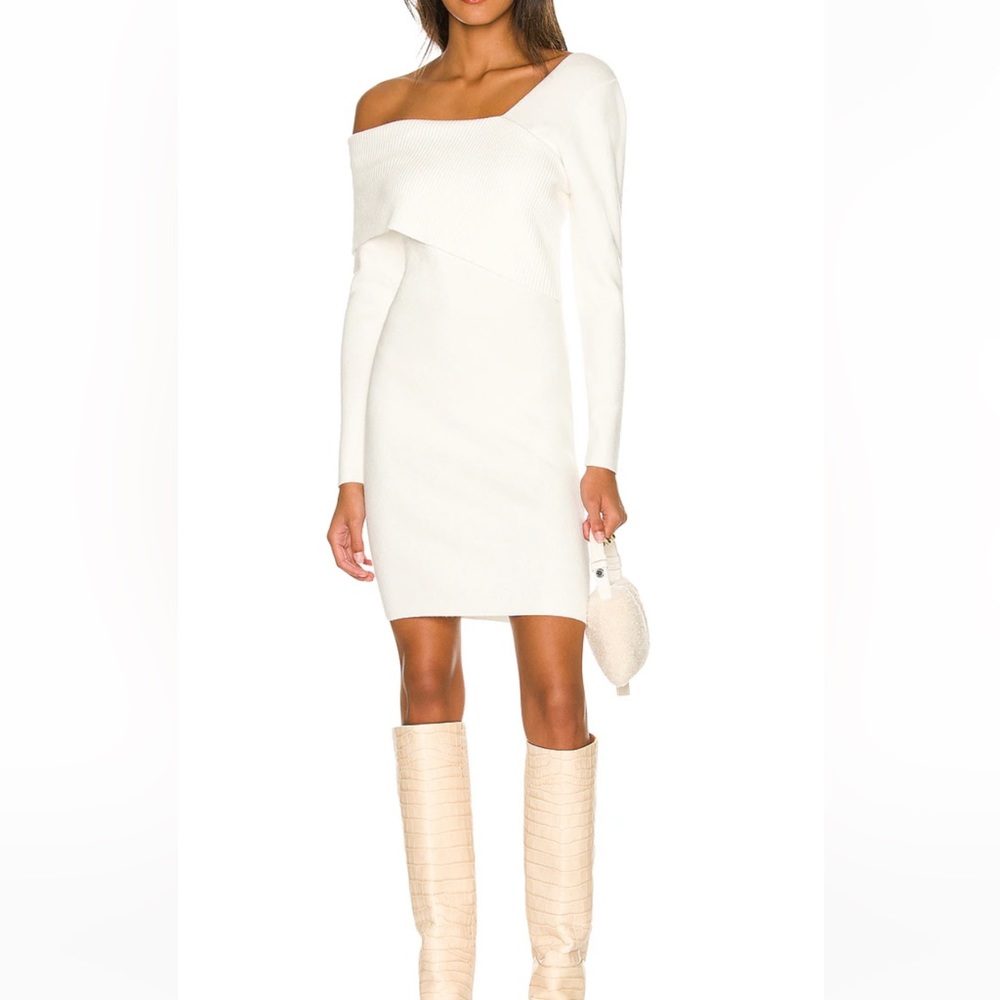 Line and Dot White Sweater Dress - Small